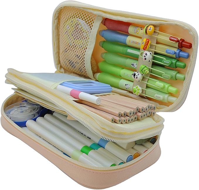 Large Capacity Pencil Case - Durable Zipper Aesthetic Pen Pouch, Big Storage Organizer for School, Office & Travel - Waterproof & Multi-Use (Pink)-DeskLoop Office