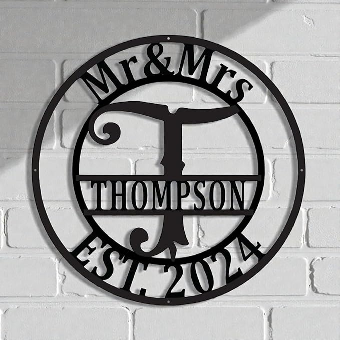 Custom Metal Signs | Personalized Monogram Name Sign | Outdoor Wall Art by AVAGift