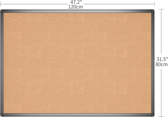 VIZ-PRO Cork Notice Board, 48 X 32 Inches, Cork Bulletin Board - Image 2