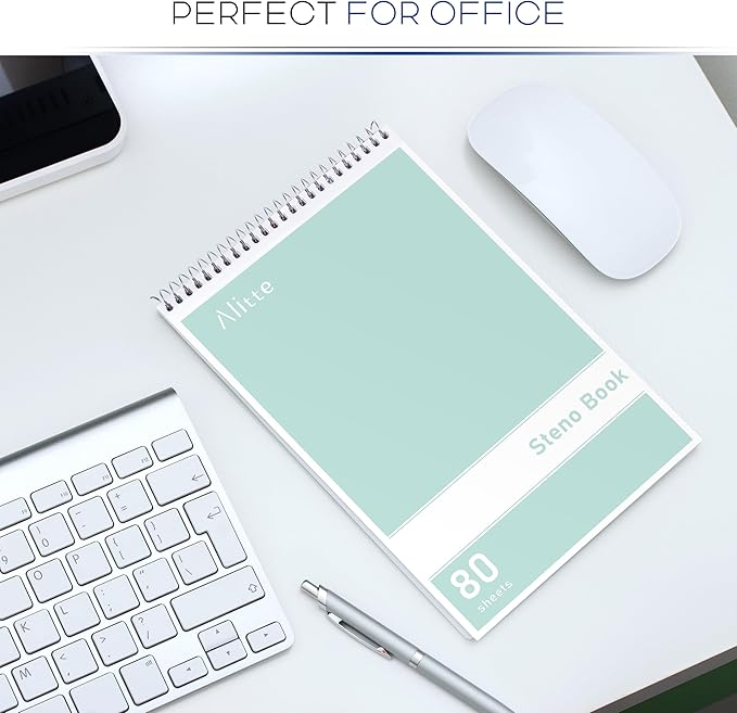 Steno Pads Spiral 6x9-12 Pack Pastel Colors - Perfect for Work, School, and Home Use, Easy Tear-Off Pages, Gregg ruled, White Paper - No Ink Bleeds - 80 Sheets-DeskLoop Office