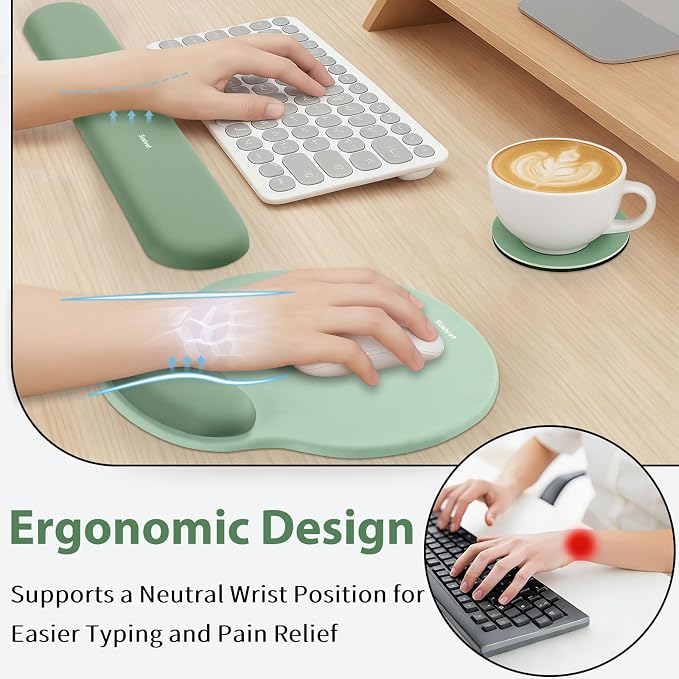 Sushret Mouse Pad and Keyboard Wrist Rest, 3-in-1 Gel Memory Foam Ergonomic - Image 2
