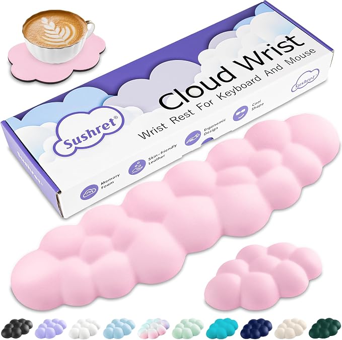 Sushret Cloud Wrist Rest Keyboard, Cloud Keyboard Wrist Pad Set by Sushret