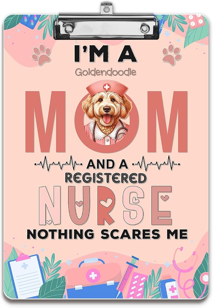 I'm a Goldendoodle Mom and a Registered Nurse Nothing Scares Me Acrylic by Ninety3POD