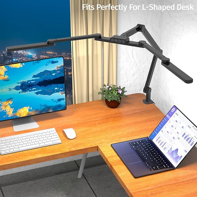 LED Desk Lamp with Clamp, 41.5" Clamp on Architect Desk Lamp for Home Office, 24W Bright Tall Computer LED Table Light Adjustable Overhead Clip on Office Lighting for Work Craft-DeskLoop Office