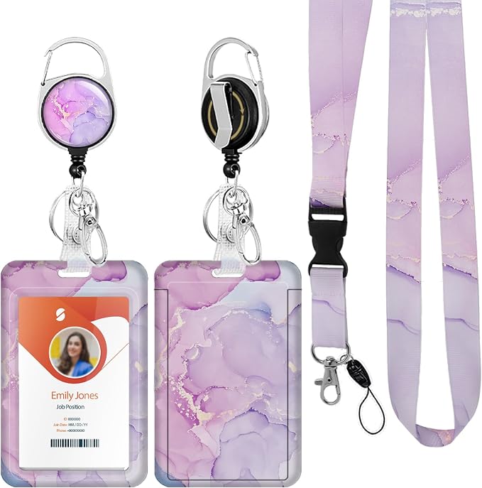 ID Badge Holder with Lanyard, Retractable ID Badge Card Holders Detachable Neck by Boutilon