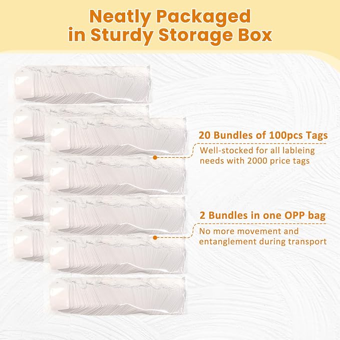 2000 PCS White Price Tags, 1.75 x 1.1 Inches, Goefun Gift Tags - Image 5