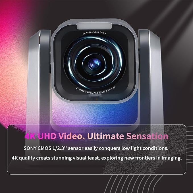 4K NDI|HX3(Certified) PTZ Camera PoE, 25X Optical Zoom, Simultaneous HDMI & SDI outputs, RTSP/RTMP(s)/SRT, Standalone IP Live Streaming to Youtube, Twitch for Meeting, Church, Event, Teaching-DeskLoop Office
