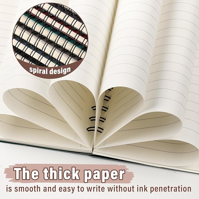 Fuutreo 12 Pcs Spiral Notebook for Work A5 8.3 x 5.7 Inch College Ruled Spiral Journal Notebook Kraft Cover Ruled Paper, 12 Color, 60 Sheets, 120 Pages for Office School(Business Color)-DeskLoop Office