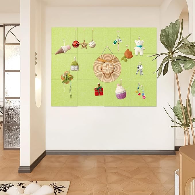 Large Cork Board Alternative, 12 Pack Felt Board with Safe Removable Adhesive Tabs Felt Wall Tiles, Large Cork Boards for Walls, Cork Board for Home Office, Pin Boards for Walls, Green-DeskLoop Office