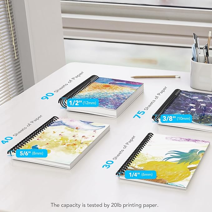 150 Pack Plastic Spiral Binding Coils,1/4", 5/16", 3/8", 1/2", 5/8", 3/4", 4:1 Pitch Multi-Size Pack of 150-DeskLoop Office