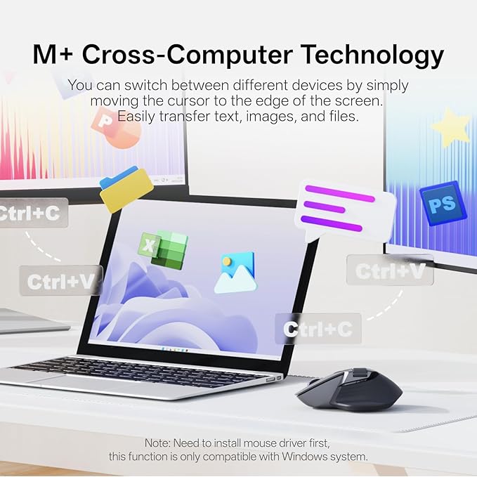 Rapoo MT760 PRO Wireless Mouse, NearLink + Bluetooth 5.0 Multi-Device, 12K DPI, 2K Polling, Ergo for Work & Gaming, 11 Programmable Buttons, On-Board Memory, Quiet Clicks, USB-C, 120 Days Battery Life-DeskLoop Office