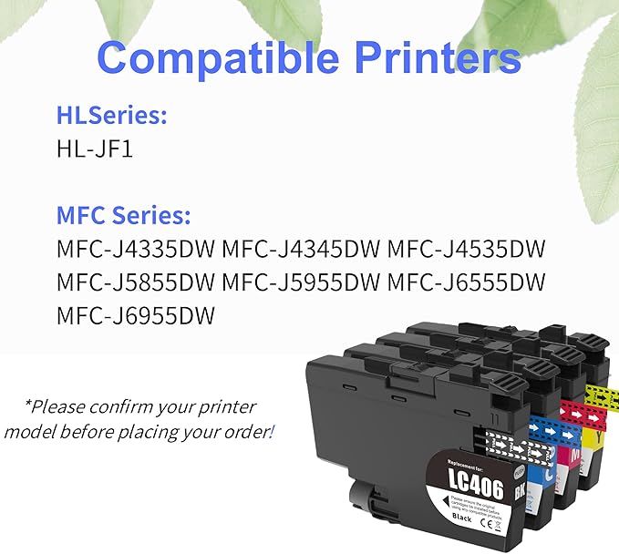 F FINDERS&CO LC406 Ink Cartridges LC 406 Ink Work with MFC-J4335DW J4345DW MFC-J4535DW MFC-J5855DW J5955DW J6555DW MFC-J6955DW Printer (4Pack)-DeskLoop Office
