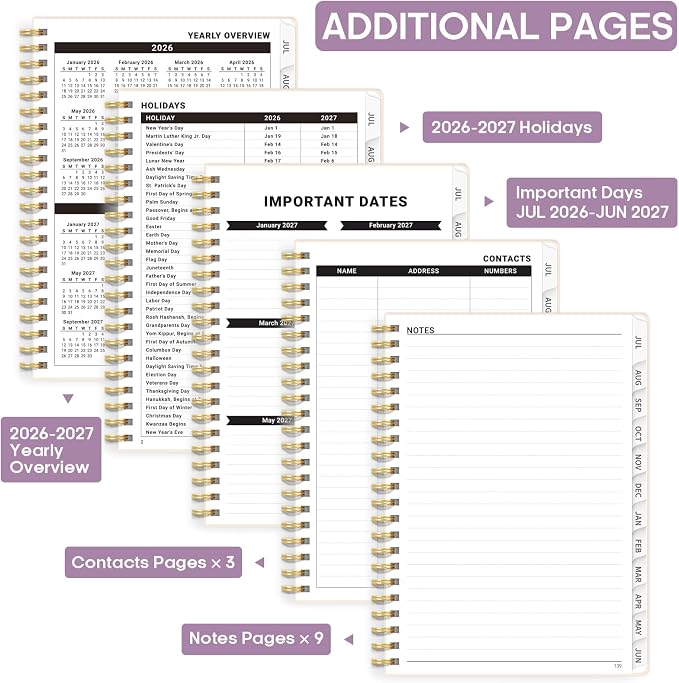 Academic Planner 2026-2027, Weekly and Monthly Calendar Book, July 2026 – June - Image 4