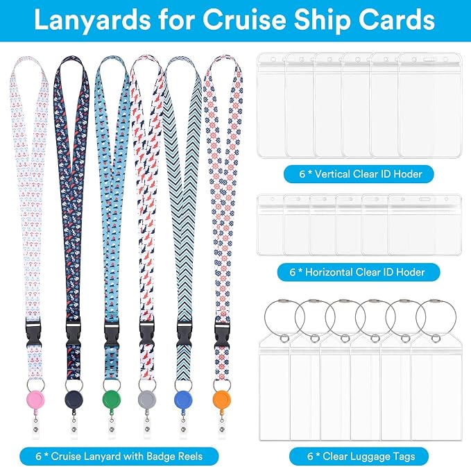Billbotk Lanyards for Cruise Ship Card, 6 Sets Retractable Lanyard Key Card - Image 2