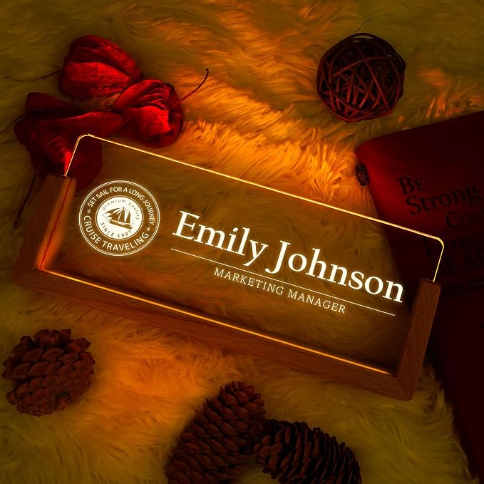 Custom Name Plate for Desk, Personalized Light Up Acrylic Desk Name Plate - Image 2