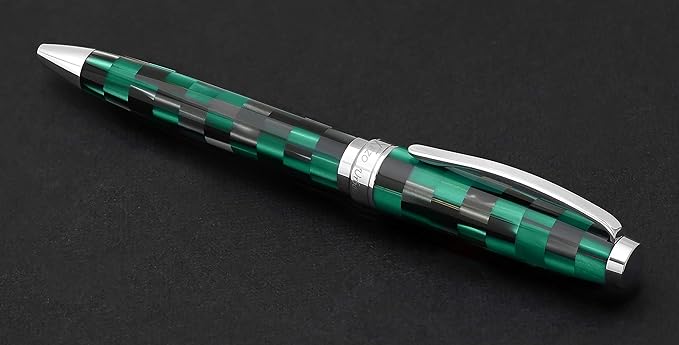 Xezo Urbanite II Twist Action Ballpoint Pen, Medium Point. Ocean Teal and Black Color with Chrome Plating. Handcrafted, Limited Edition, Serialized-DeskLoop Office