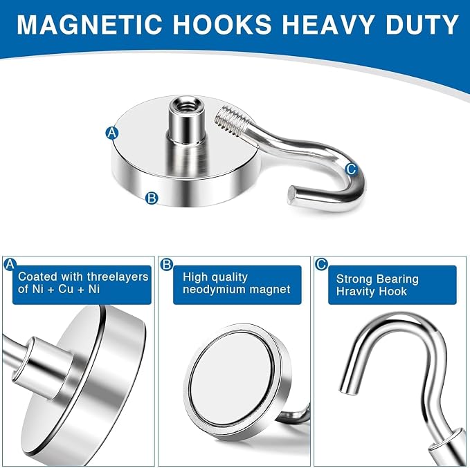 LOVIMAG Magnetic Hooks, 30lbs Strong Magnetic Hooks Heavy Duty - Image 5
