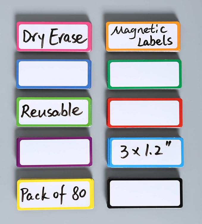Dry Erase Magnetic Labels: 80PCS, Magnetic Name Tags Plates - Image 6