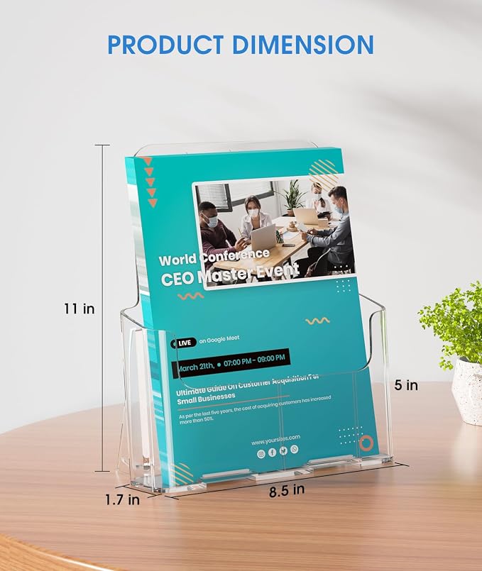 KTRIO Acrylic Brochure Holder 8.5 x 11, 4 Pack Literature Display Stand | - Image 5