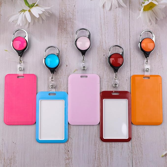 Cute Orange ID Badge Solid Holder Heavy Duty Keychain Retractable Badge Reel ID - Image 2