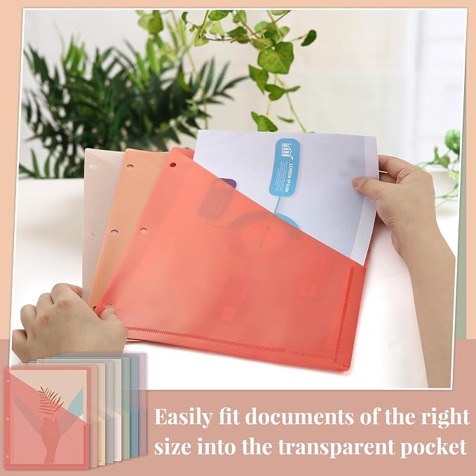 48 Pack 3-Ring Binder Pockets Translucent Polyester 3 Hole Binder Plastic - Image 4