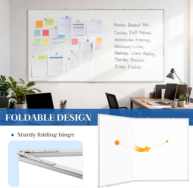 72" x 40" Large White Board, Magnetic Double-Sided Whiteboad Dry Erase - Image 3