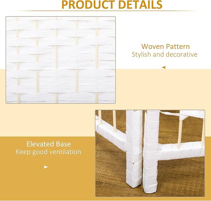 NicBex Room Divider 3 Panel Room Dividers with Woven Paper Design Partition Room Dividers and Folding Privacy Screens 5.6 FT Wall Divider for Office, Room Separation,47.25" W x 0.5" D x 67" H, White-DeskLoop Office