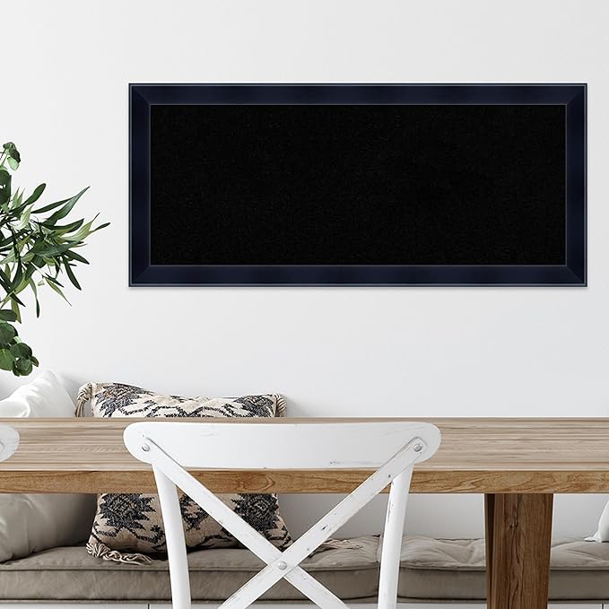 Amanti Art Black Cork Board for Wall, 14x32 Vision Board with Black Wood Frame, Medium Corkboard Office Decor for Home Organization, Modern Corkboard Pinboard to Display Items for Home Organization-DeskLoop Office