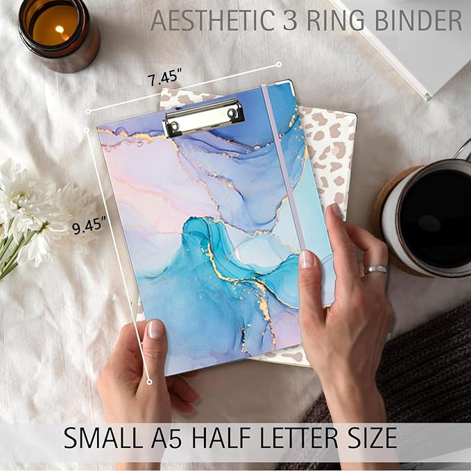 A5 Binder 3 Ring 1 Inch for 5.5"x8.5" Paper, Mini Three Ring Binders - Image 2