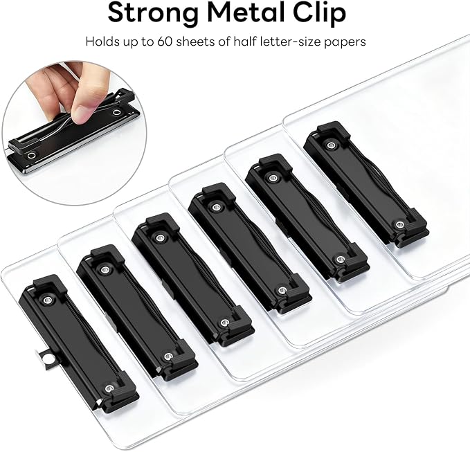 6 Pack Colorful Small Clipboard, A5 Mini Clip Board | Black Clip, 9 x 6" - Image 4