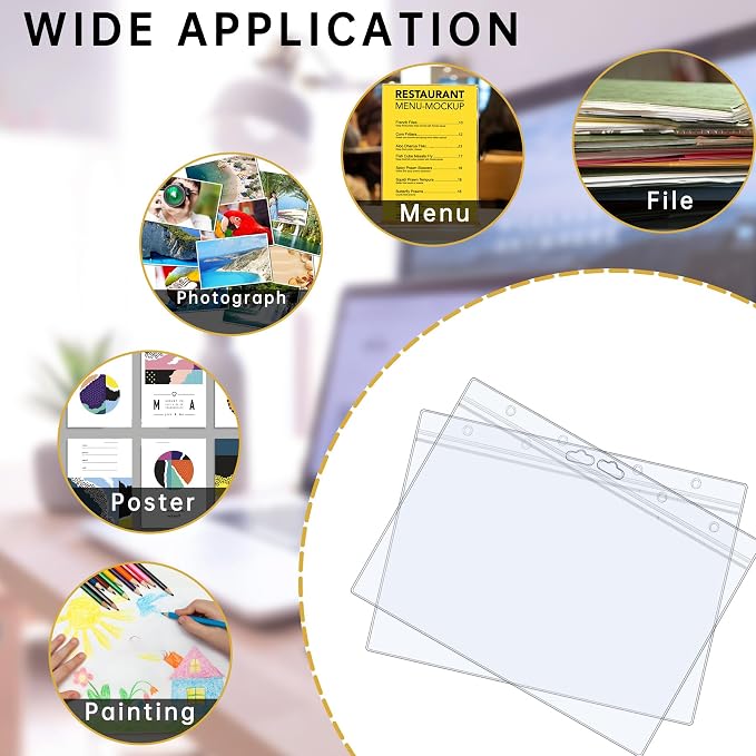 AKONEGE 6PCS Hard Sheet Protectors 8.5x11 Waterproof Resealable Zip Paper Page - Image 6
