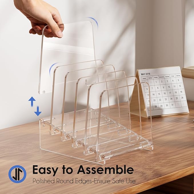 MaxGear Desk File Organizer, 5-Section Vertical Acrylic Filing Folders Holder - Image 2