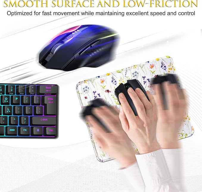JIKIOU 3 Pack Mouse Pad with Stitched Edge, Portable Size-10.2x8.3in Flowers | - Image 4