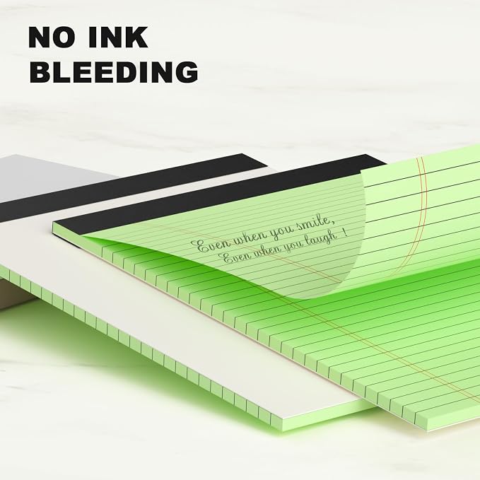AILZFEI Green Legal Pad Note Pads 8.5 x 11 inch, Wide Ruled Clear Print Writing - Image 4