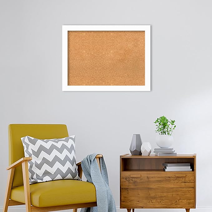 Amanti Art Natural Cork Board for Wall, 23x31 Vision Board with White Frame, Medium Corkboard Office Decor for Home Organization, Casual Corkboard Pinboard to Display Items for Home Organization in-DeskLoop Office