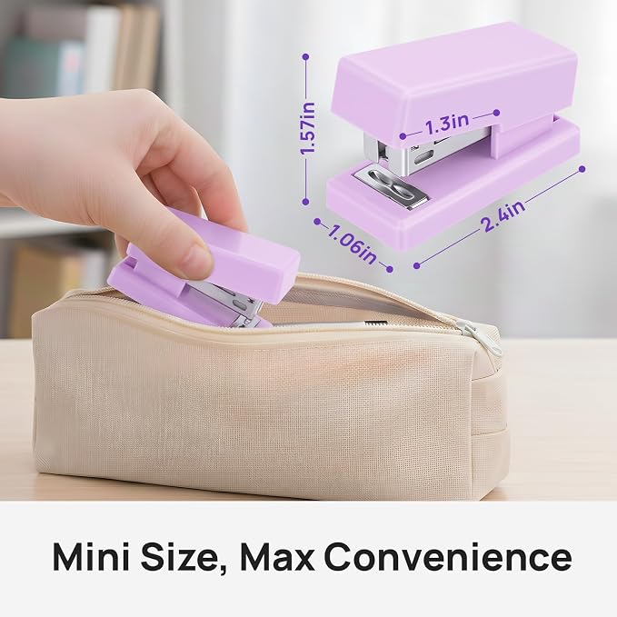 Mini Stapler with 2000 Staples, 30 Sheet Capacity, Jam-Free Small Desktop - Image 2