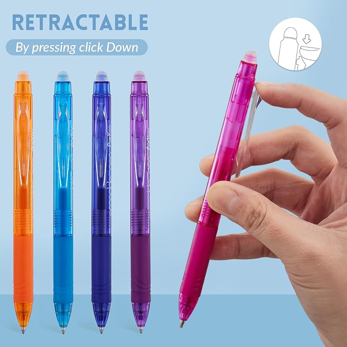 ParKoo 18 Colors Retractable Erasable Gel Pens Clicker, Fine Point 0.7mm - Image 3