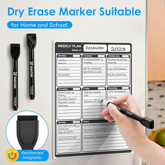 maxtek Magnetic Black Dry Erase Markers, Thin Markers Low Odor - Image 8