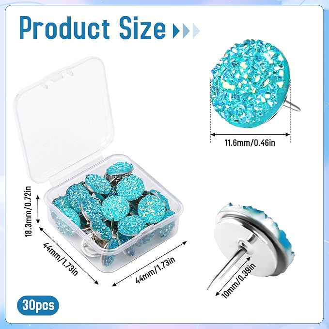30pcs Push Pins, Shiny Diamond Push Pins Glitter Rhinestone Decorative Thumb - Image 2