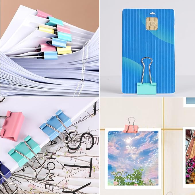 Ufmarine 40 Pcs Small Binder Clips 3/4 Inch Length, Colored Small Paper Clips - Image 5