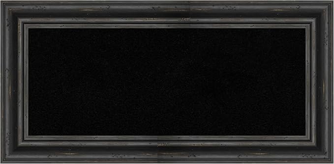 Amanti Art Black Cork Board for Wall, 17x35 Vision Board with Black Wood Frame, Medium Corkboard Office Decor for Home Organization, Country Rustic Corkboard Pinboard to Display Items for Home-DeskLoop Office
