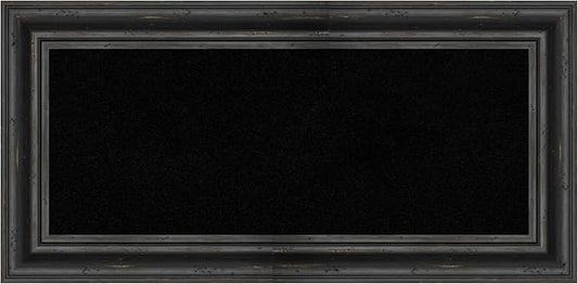 Amanti Art Black Cork Board for Wall, 17x35 Vision Board with Black Wood Frame, Medium Corkboard Office Decor for Home Organization, Country Rustic Corkboard Pinboard to Display Items for Home-DeskLoop Office