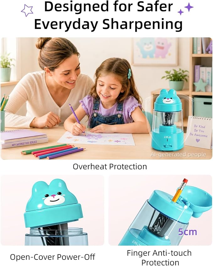 ZMOL Colored Pencil Sharpener for Kids Gift, Rechargeable Electric Pencil - Image 8