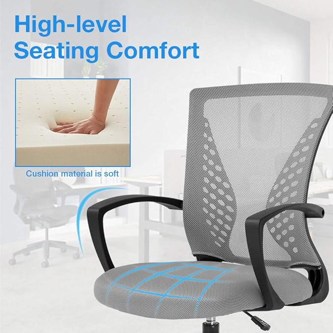 Drafting Chair Tall Office Chair Standing Desk Chair Adjustable Height with Arms Foot Rest Back Support Rolling Swivel Desk Chair Mesh Drafting Stool for Adults-DeskLoop Office