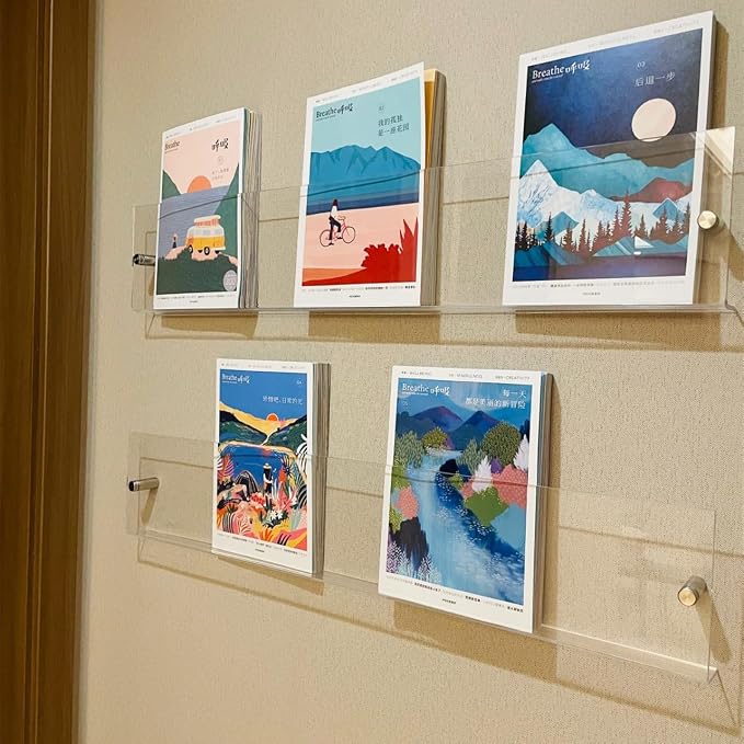 2-Pack 36" Acrylic Magazine Holder Vinyl Records Holder, Wall Display Floating - Image 2