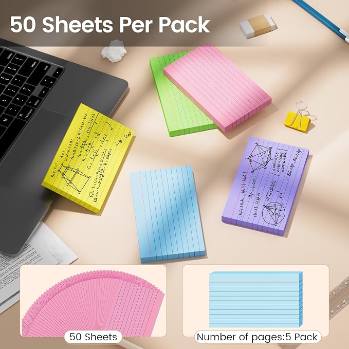 Index Cards 3x5 Inch, Flash Cards, Ruled Lined Colored Note Cards Paper - Image 4