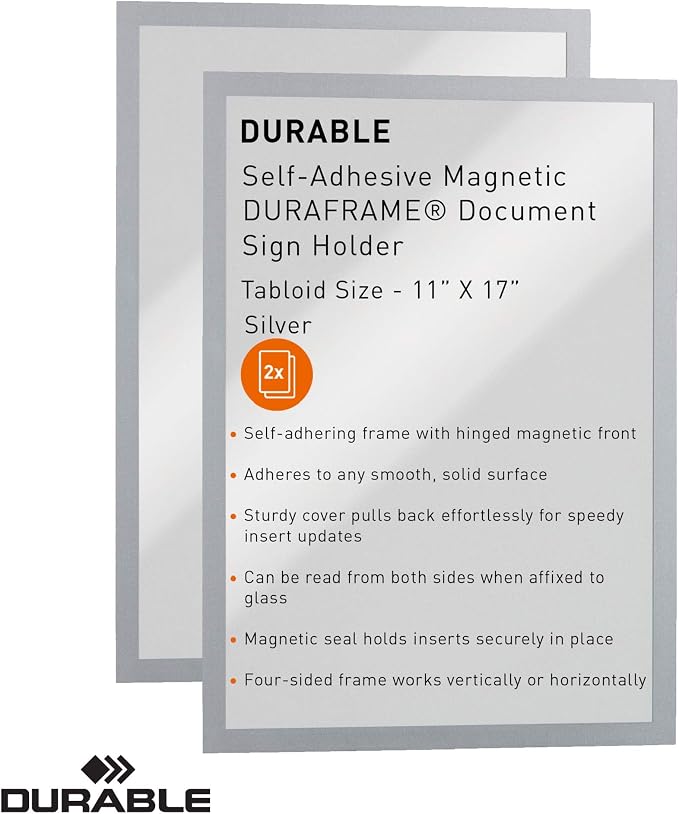 Durable Duraframe Self-Adhesive Magnetic Frame Silver - Image 4