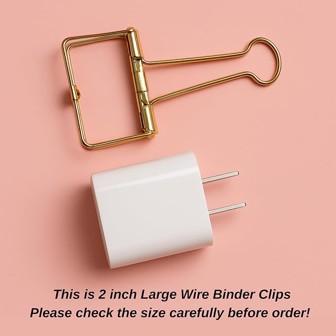 12 Pcs Gold Wire Binder Clips 2 inch Large Hollow Out Long Tail Binder Clips - Image 4