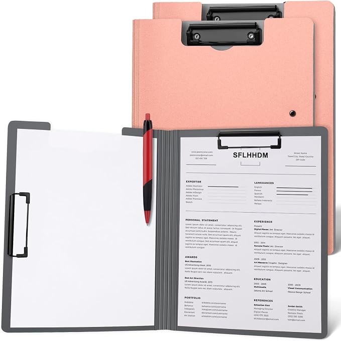 SFLHHDM 2 PCS Clipboards Foldable, Folding 360°Cover Folder Clipboard, Plastic by SFLHHDM