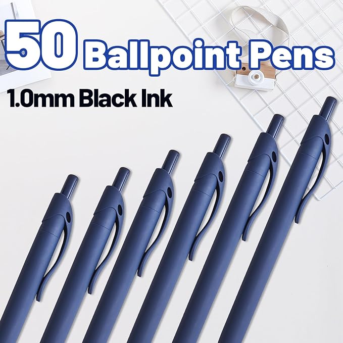 BallPoint Pens, 50 Pack, Bulk Pens, Click Pens - Image 2